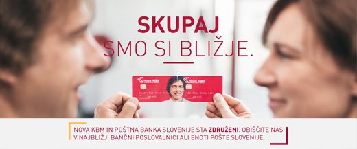 Izdan je sklep o vpisu pripojitve Poštne banke Slovenije k Novi KBM v sodni register