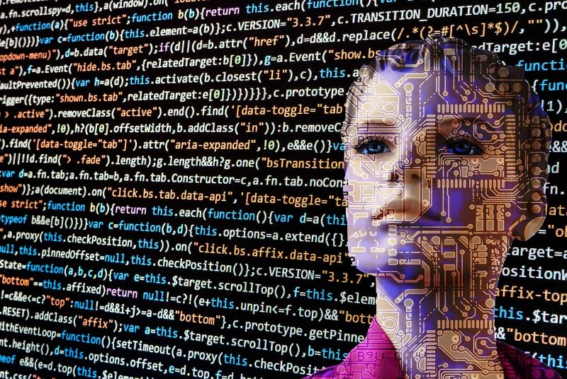 barvna koda javascript na zaslonu z digitalnim vezjem v ozadju