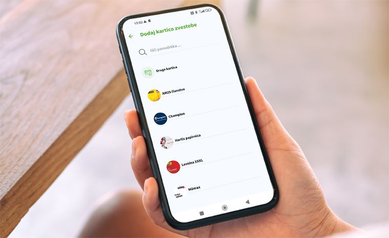 mdenarnica digitalno plačilne kartice kartica zvestobe