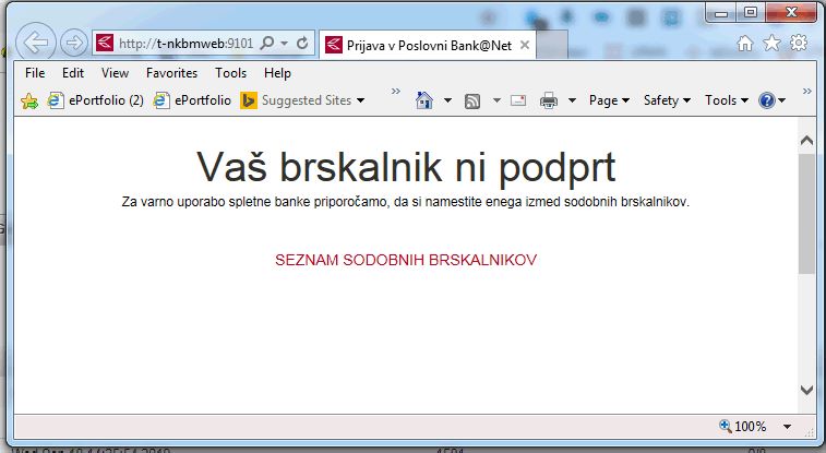 POMEMEBNO! Od 23. septembra dostop do spletne banke z brskalnikom Internet Explorer ne bo več mogoč POMEMEBNO! Od 23. septembra dostop do spletne banke z brskalnikom Internet Explorer ne bo več mogoč